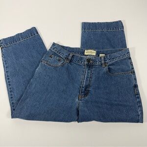 High Rise Eddie Bauer Blue 100% Cotton Denim Cropped Jeans Size 12
